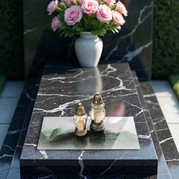 Piastra in vetro per candele tombali con motivo 