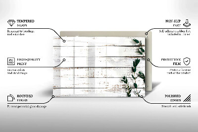 Piatto per candele con decorazione a motivo di vecchie assi e foglie
