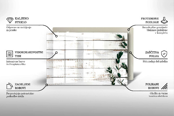 Piatto per candele con decorazione a motivo di vecchie assi e foglie