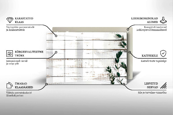 Piatto per candele con decorazione a motivo di vecchie assi e foglie