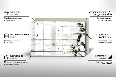Piatto per candele con decorazione a motivo di vecchie assi e foglie