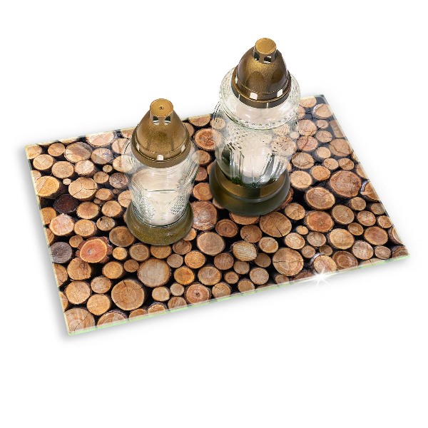 Piastra in vetro per candele tombali con motivo a tronchi d'albero