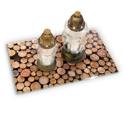 Piastra in vetro per candele tombali con motivo a tronchi d'albero