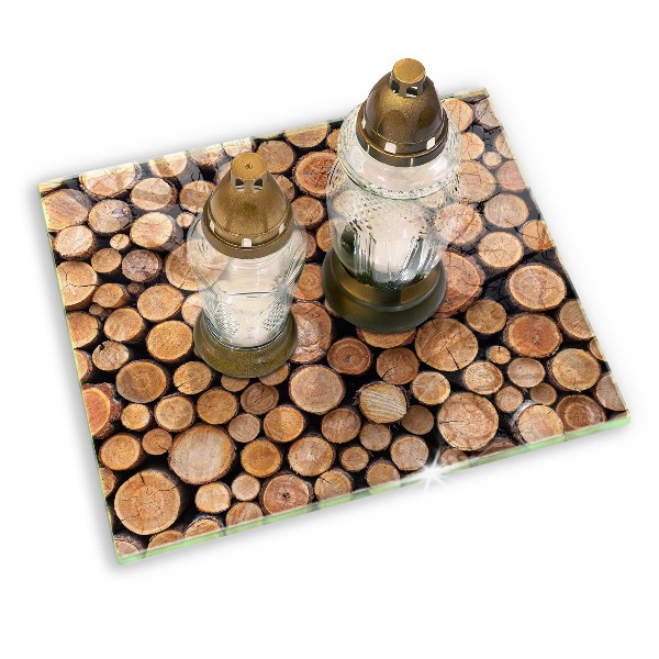 Piastra in vetro per candele tombali con motivo a tronchi d'albero