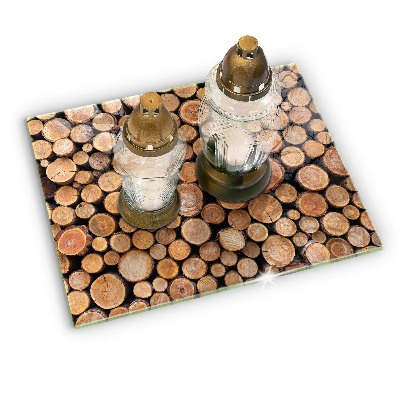 Piastra in vetro per candele tombali con motivo a tronchi d'albero