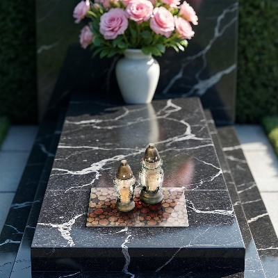 Piastra in vetro per candele tombali con motivo a tronchi d'albero