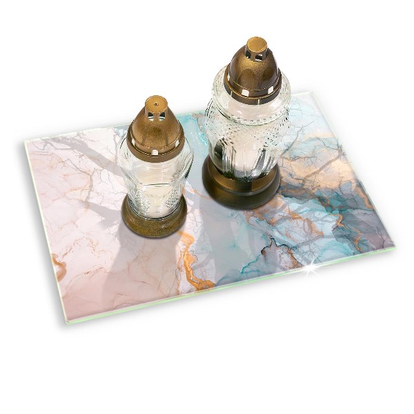 Piastra in vetro per candele tombali con motivo a marmo astratto