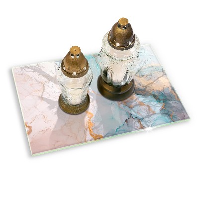 Piastra in vetro per candele tombali con motivo a marmo astratto