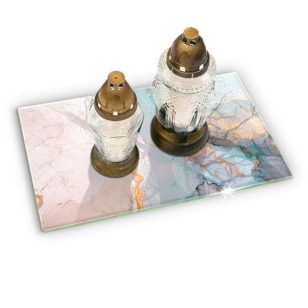 Piastra in vetro per candele tombali con motivo a marmo astratto