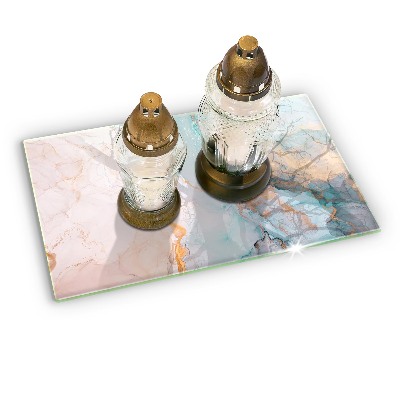 Piastra in vetro per candele tombali con motivo a marmo astratto