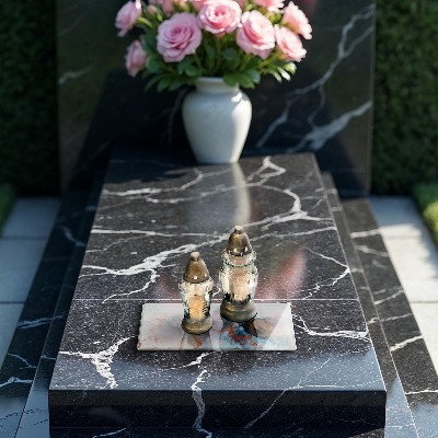 Piastra in vetro per candele tombali con motivo a marmo astratto