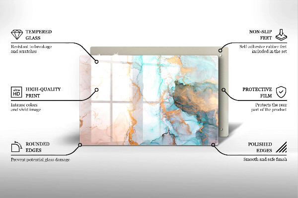 Piastra in vetro per candele tombali con motivo a marmo astratto