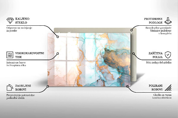 Piastra in vetro per candele tombali con motivo a marmo astratto