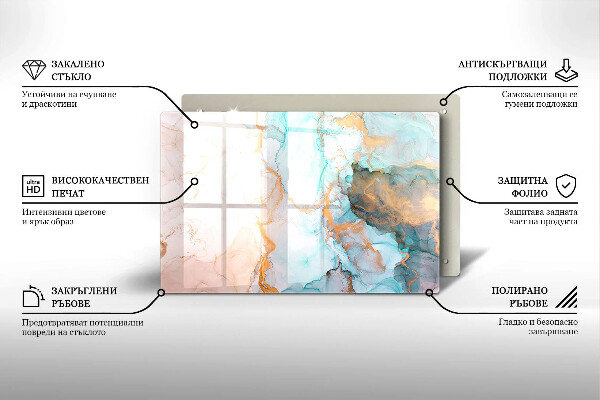 Piastra in vetro per candele tombali con motivo a marmo astratto