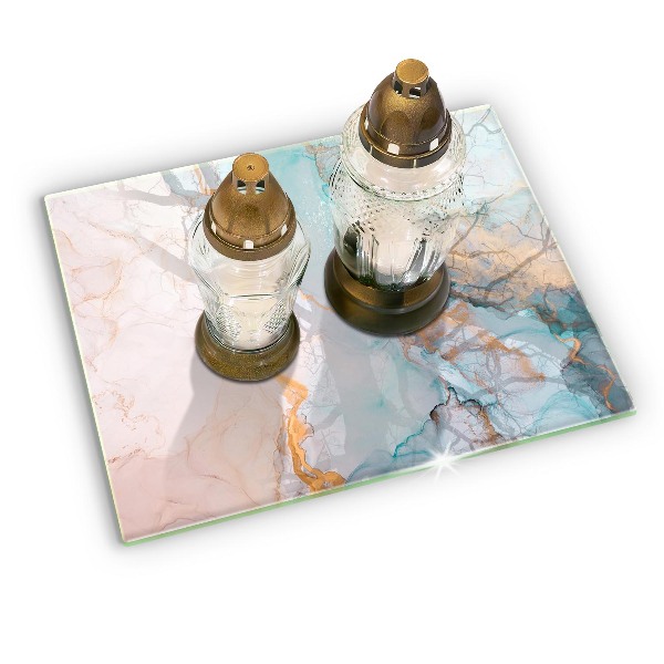 Piastra in vetro per candele tombali con motivo a marmo astratto