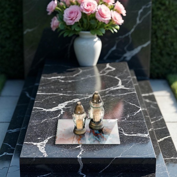 Piastra in vetro per candele tombali con motivo a marmo astratto