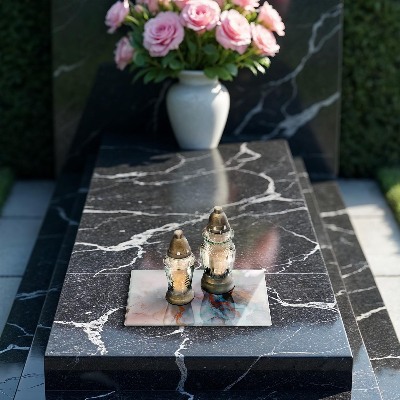 Piastra in vetro per candele tombali con motivo a marmo astratto