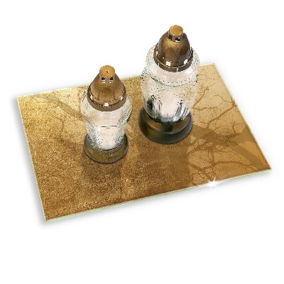 Piastra in vetro per candele tombali con sfondo dalla texture dorata