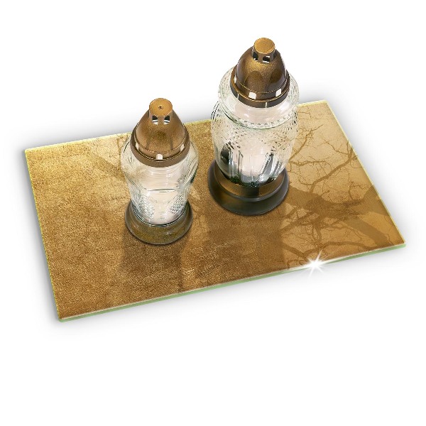 Piastra in vetro per candele tombali con sfondo dalla texture dorata