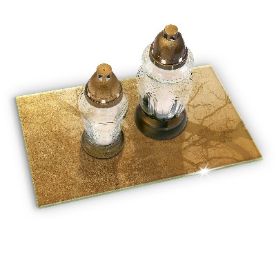 Piastra in vetro per candele tombali con sfondo dalla texture dorata