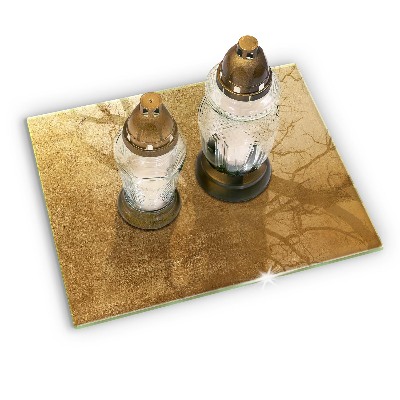 Piastra in vetro per candele tombali con sfondo dalla texture dorata