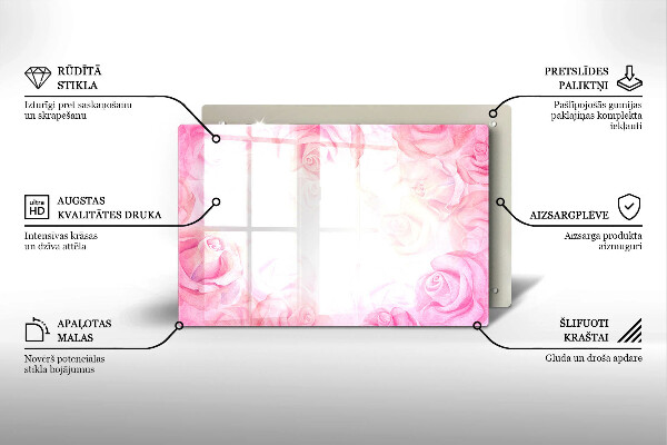 Piatto per candele con stampa di delicate rose