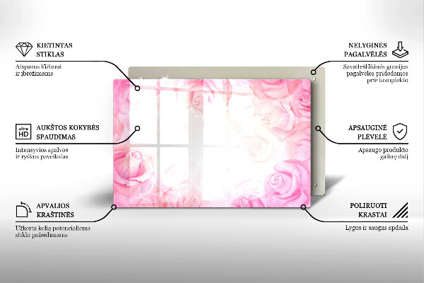 Piatto per candele con stampa di delicate rose