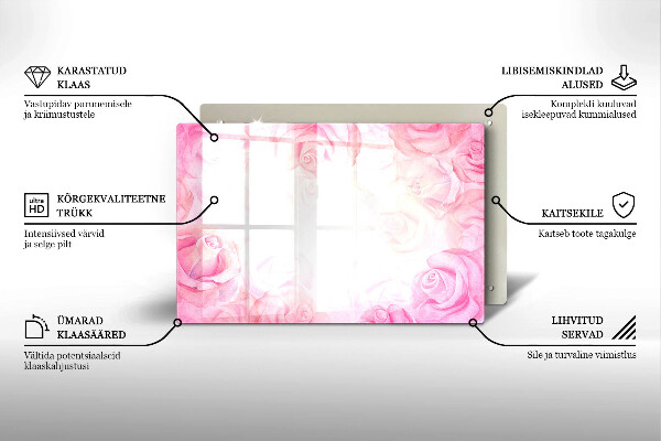 Piatto per candele con stampa di delicate rose