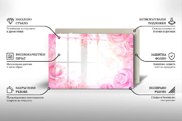 Piatto per candele con stampa di delicate rose