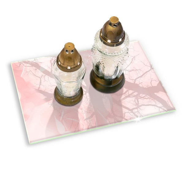 Piastra in vetro per candele tombali con motivo di rose pastello