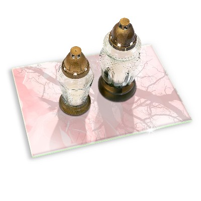 Piastra in vetro per candele tombali con motivo di rose pastello