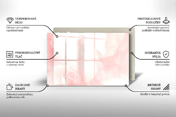 Piastra in vetro per candele tombali con motivo di rose pastello