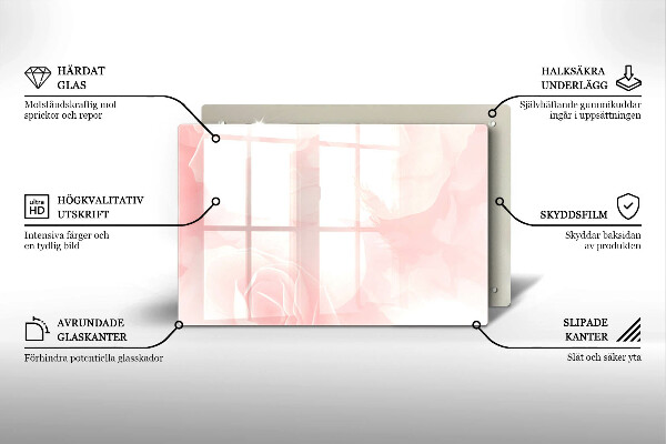 Piastra in vetro per candele tombali con motivo di rose pastello