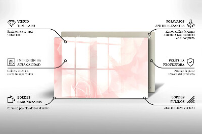 Piastra in vetro per candele tombali con motivo di rose pastello