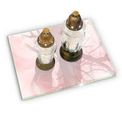 Piastra in vetro per candele tombali con motivo di rose pastello
