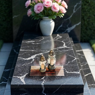 Piastra in vetro per candele tombali con texture che riproduce il pannello in legno