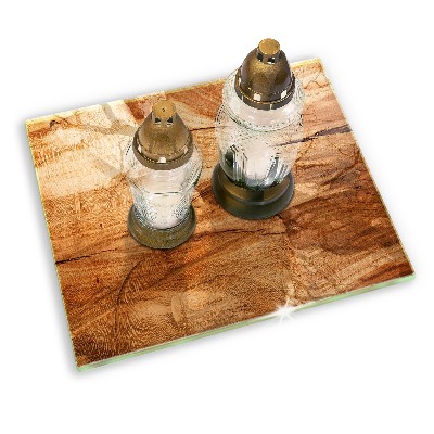 Piastra in vetro per candele tombali con texture che riproduce il pannello in legno