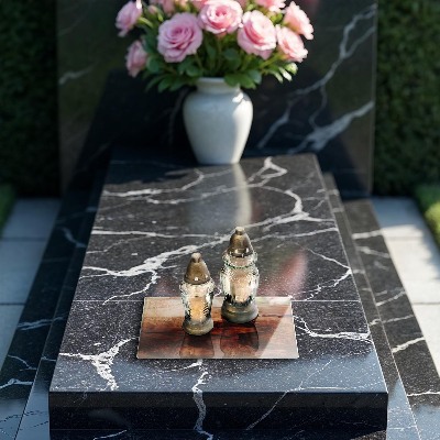 Piastra in vetro per candele tombali con texture che riproduce il pannello in legno