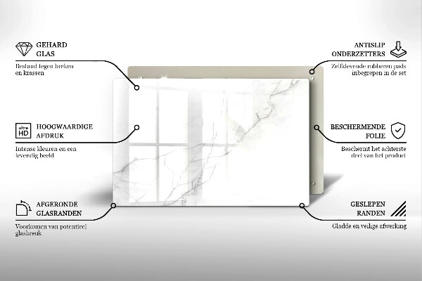 Piastra in vetro per candele tombali con motivo in marmo a sfondo pietra