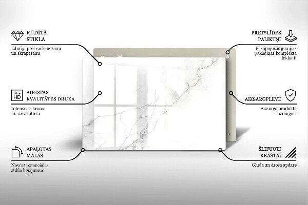 Piastra in vetro per candele tombali con motivo in marmo a sfondo pietra