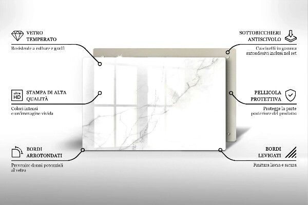 Piastra in vetro per candele tombali con motivo in marmo a sfondo pietra