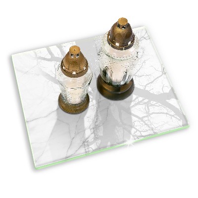 Piastra in vetro per candele tombali con motivo in marmo a sfondo pietra