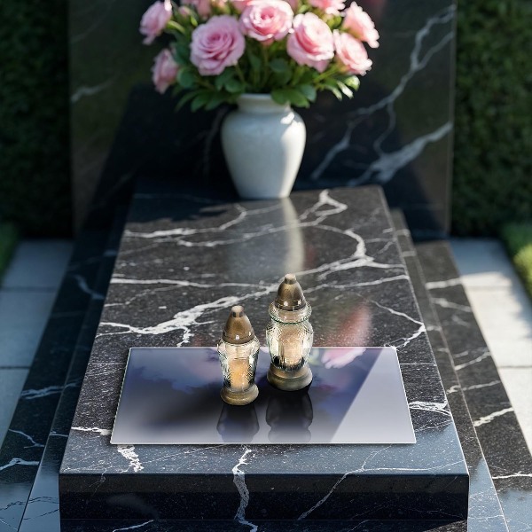 Piastra in vetro per candele tombali di colore blu