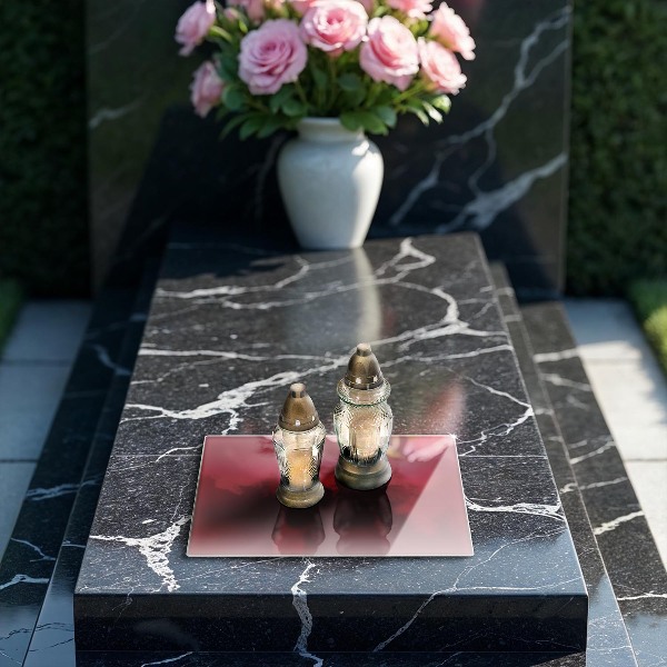 Piastra in vetro per candele tombali di colore rosso