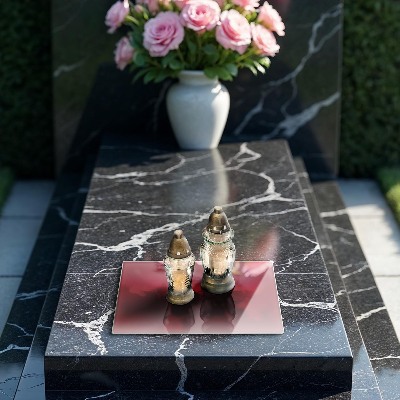 Piastra in vetro per candele tombali di colore rosso