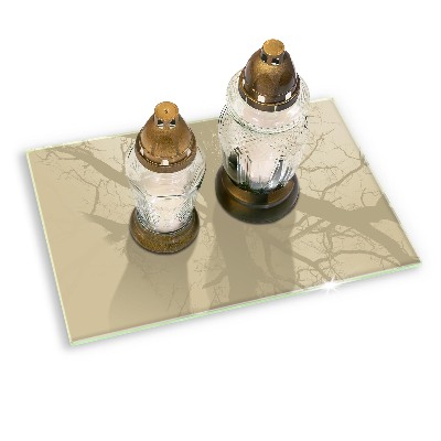 Piastra in vetro per candele tombali di colore beige
