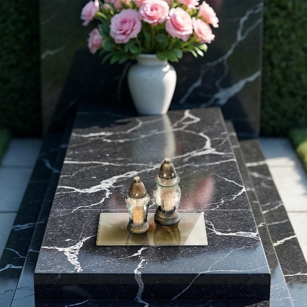 Piastra in vetro per candele tombali di colore beige