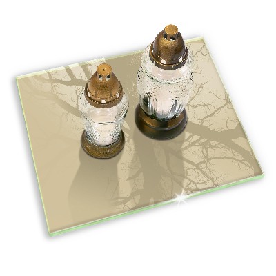 Piastra in vetro per candele tombali di colore beige
