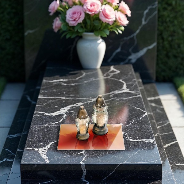 Piastra in vetro per candele tombali di colore arancione