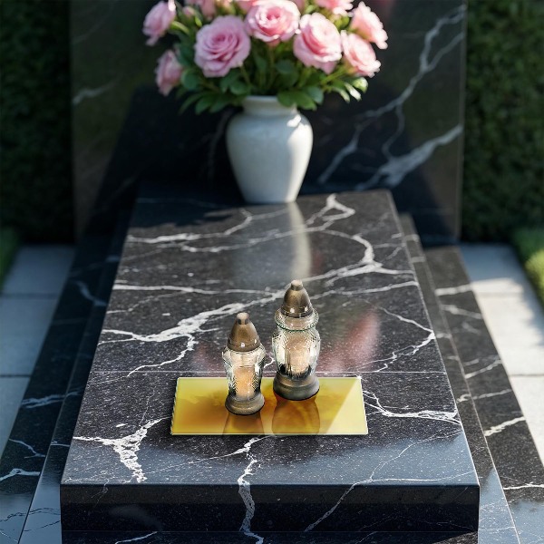 Piastra in vetro per candele tombali di colore giallo